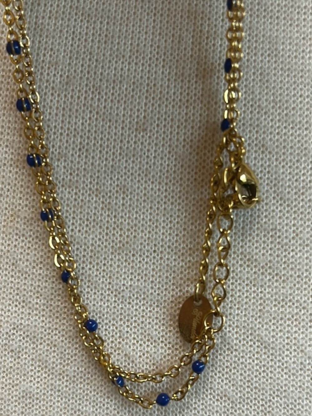 Plunder Gold-Tone Layered Necklace with Cobalt Blue Beads - Picture 2 of 2